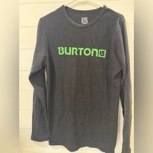 Burton snowboards Charcoal black thermal knit  Crew Neck long sleeve logo  Tee